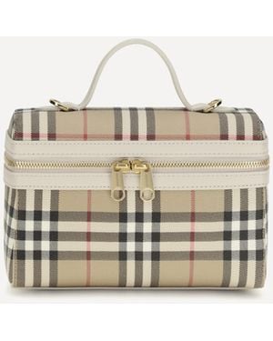Burberry Vanity Check Small Handbag - Natural