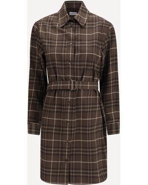 Burberry Check Cotton Shirt Dress - Brown