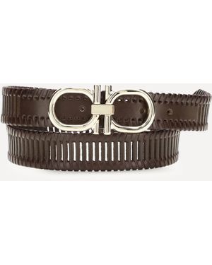 Ferragamo Adjustable Gancini Belt - White