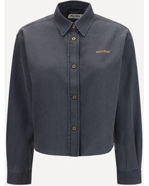Miu Miu Denim-Style Cotton Shirt - Blue