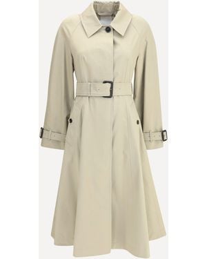 Burberry Ellingham Fit-And-Flare Long Gabardine Trench Coat - Natural