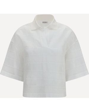 Brunello Cucinelli Polo Crop - Bianco