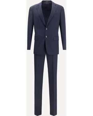 Giorgio Armani Virgin Wool Single-Breasted Suit - Blue