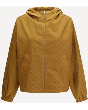 Gucci Short Technical Jacquard Jacket With All-Over Gg Motif - Natural
