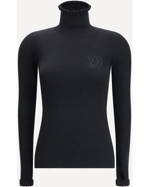 Valentino Wool Sweater With Ruffled Collar - Blue