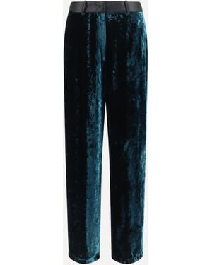 forte_forte Forte_Forte Moiré Velvet Tuxedo Trousers - Blue