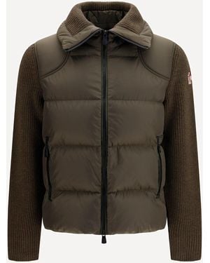 Moncler Padded Wool Cardigan With Zip - Brown
