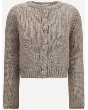 forte_forte Forte_Forte Chunky Knit Cardigan With Buttons - Natural