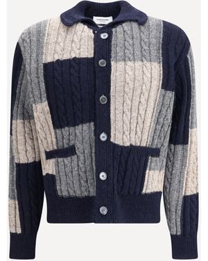 Thom Browne Intarsia Cardigan - Blue