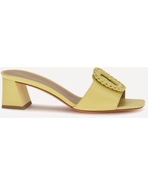 Santoni Leather Sandals Mules - Natural