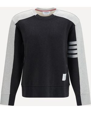 Thom Browne Colorblock Crewneck Sweatshirt With 4-Bar Detail - Blue