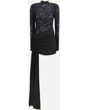 Nissa Low-Back Mini Lace Dress - Black