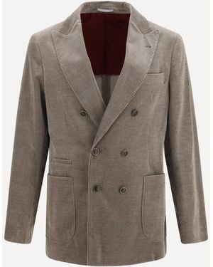 Brunello Cucinelli Double-Breasted Corduroy Jacket - Brown