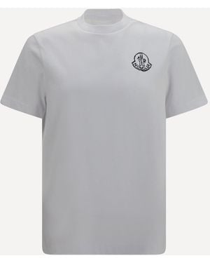 Moncler Logo Patch Cotton Jersey T-Shirt - Grey