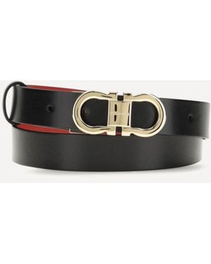 Ferragamo Cintura Regolabile E Reversibile Gancini - Bianco