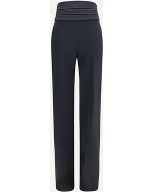 Ermanno Scervino Satin High-Waisted Trousers - Blue
