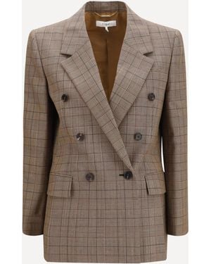 Chloé Checked Double-Breasted Blazer - Brown