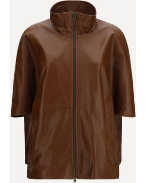Balenciaga Lambskin Bomber Jacket - Brown