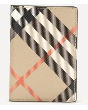 Burberry Check Book Card Holder - Natural