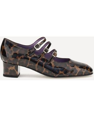 CAREL PARIS Kina Mary Jane Court Shoes Leopardate - White