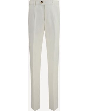 Brunello Cucinelli Linen Tailored Trousers - White