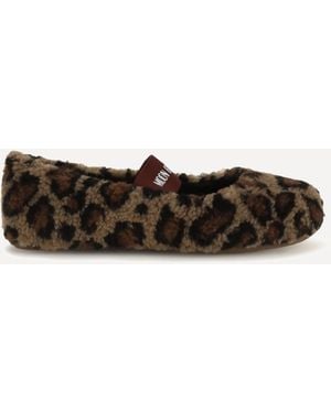 Moon Boot Leopard Teddy Ballerinas - White