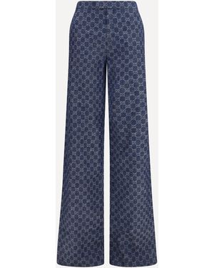 Gucci Gg Cotton Jacquard Denim Pants - Blue