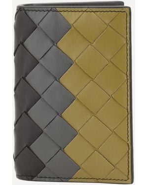 Bottega Veneta Portacarte Motivo Intrecciato Tricolore - Verde