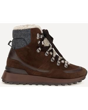 Brunello Cucinelli Suede Lace-Up Ankle Boots - Brown