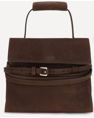 Moschino Medium Top Handle Bag With Buckle Detail - Brown