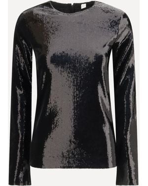 TOTEME Long-Sleeved Sequin Top - Black