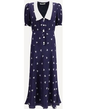 Alessandra Rich Bow Patterned Dress - Blue