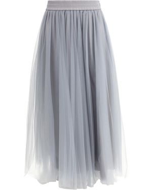 Fabiana Filippi Tulle Midi Skirt - Grey