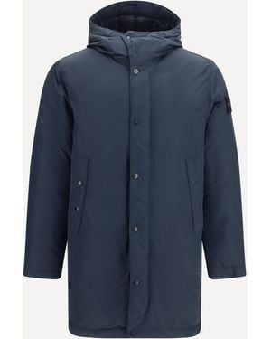 Stone Island Long Down Jacket - Blue