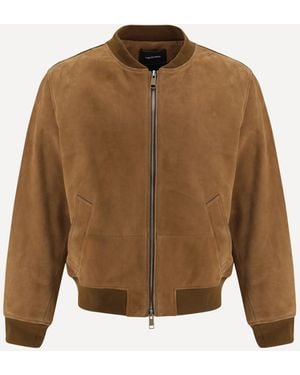 Yves Salomon Suede Bomber Jacket - Natural