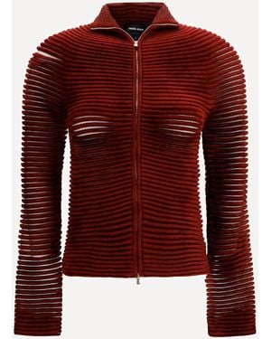 Giorgio Armani Openwork Viscose-Blend Cardigan - Red