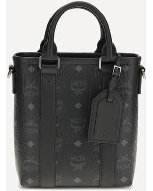 MCM Aren Mini Printed Canvas Tote Bag - Black