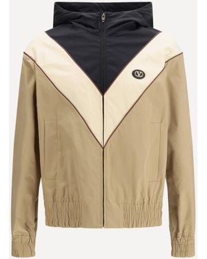 Valentino Nylon Hooded Windbreaker Jacket - Blue