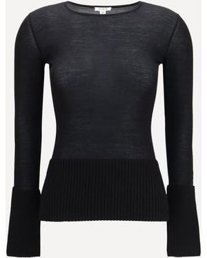 Alaïa Merino Wool Crewneck Top - Black
