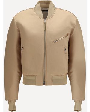 Tom Ford Satin Aviator Bomber Jacket - Natural