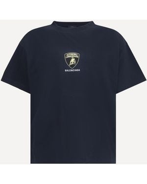 Balenciaga T-Shirt Logata - Blu