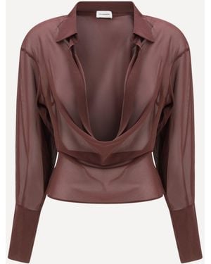 ANDAMANE Draped Shirt - Brown