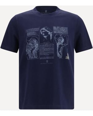 Brunello Cucinelli Cotton Printed T-Shirt - Blue