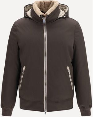 Brunello Cucinelli Nylon Down Jacket With Removable Hood - Grey