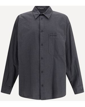 Balenciaga Oversized Checked Shirt - Blue