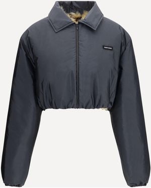 Miu Miu Technical Fabric And Shearling Windbreaker Jacket - Blue
