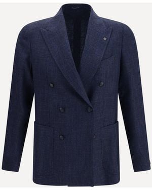 Tagliatore Single-Breasted Blazer With Patch Pockets - Blue