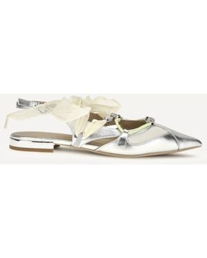Pinko Metallic Leather Gianira Ballerinas - Natural
