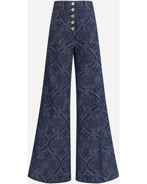 Etro Jeans Flare Fantasia Jacquard - Blu