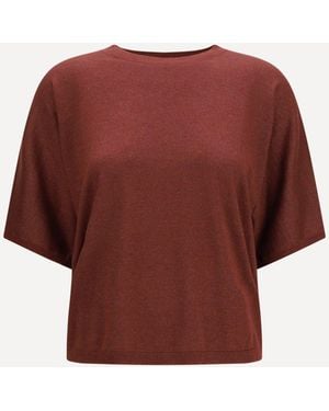 Brunello Cucinelli Short-Sleeve Cashmere And Silk Jumper - Red